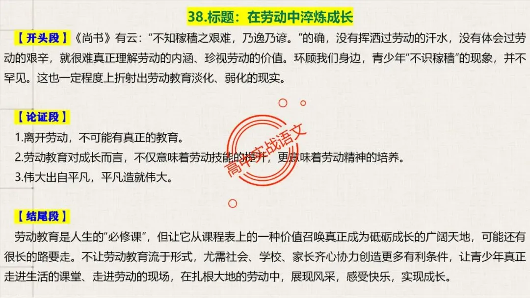 【对标真题】高分【议论文模板】实战应用+热点高频作文主题模板100组(开头段+论证段+结尾段) 第65张