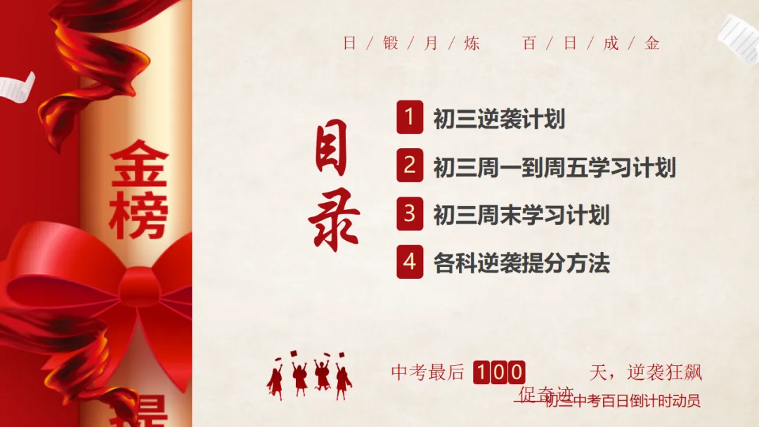 【初三】中考百日誓师家长会:日锻月炼,百日成金(17页PPT) 第2张