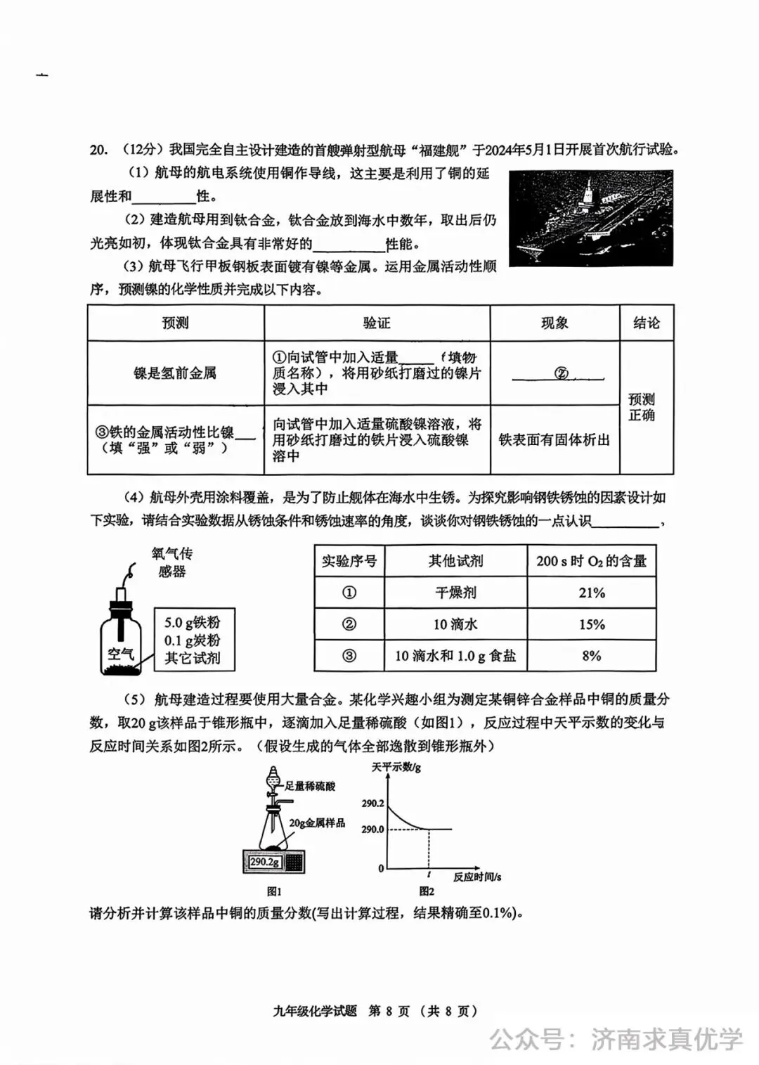 【模拟】2026年历城区中考第一次模拟考试化学试卷 第8张