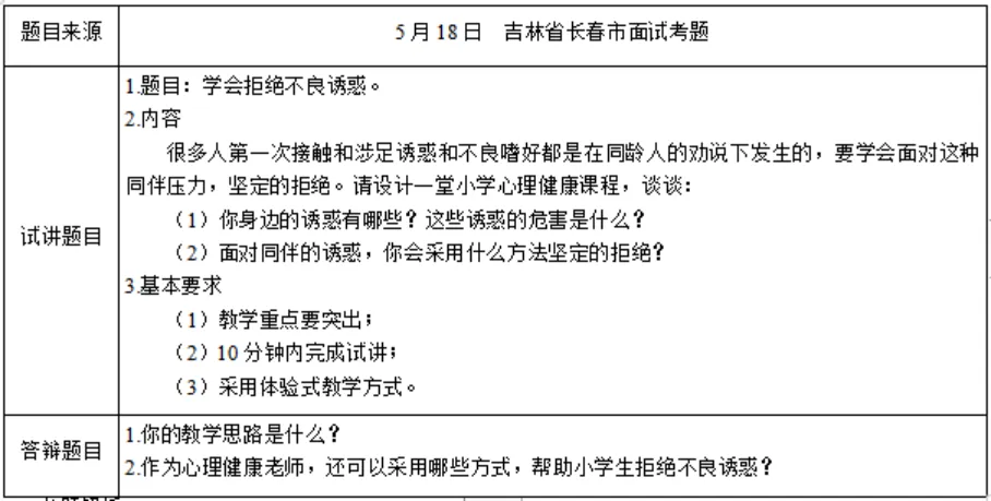 2026年小学心理健康教师资格证面试真题 第8张 2026年小学心理健康教师资格证面试真题 第8张