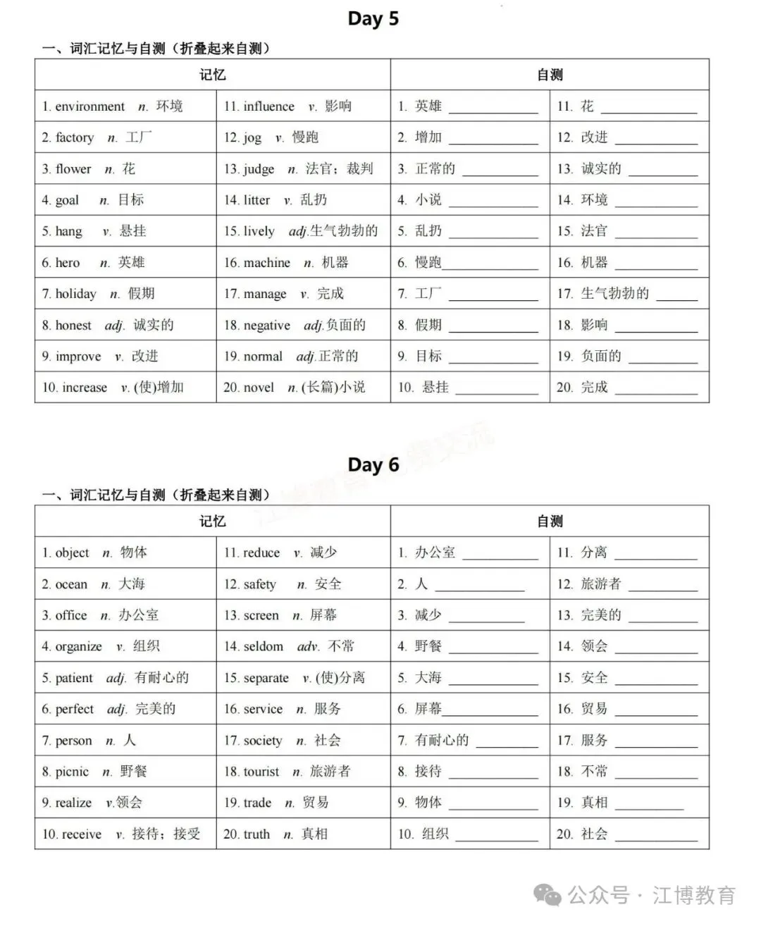 中考英语高频词汇24天背完,这本背默手册太好用了! 第6张