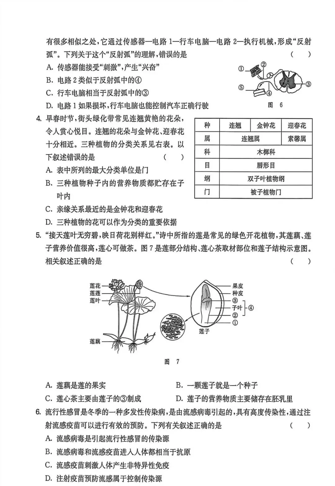 试卷:2026年生物学中考模拟试卷(2)(后附答案) 第3张