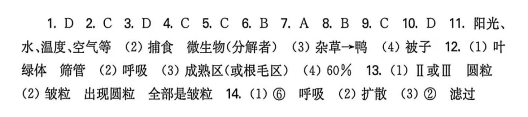 试卷:2026年生物学中考模拟试卷(2)(后附答案) 第8张