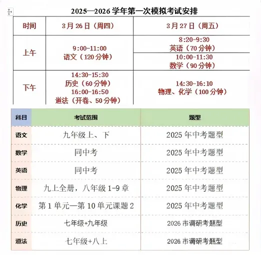 时间提前!龙岗中考适应性考试时间安排! 第7张