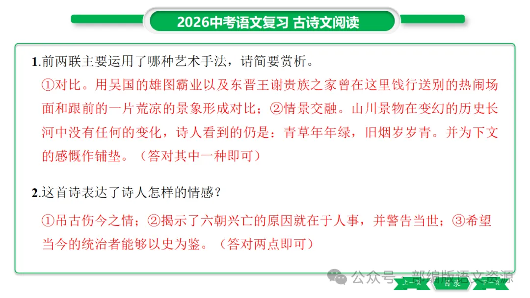 2026中考语文复习:课外古诗主题分类整合ppt-第55张图片-四季读书网