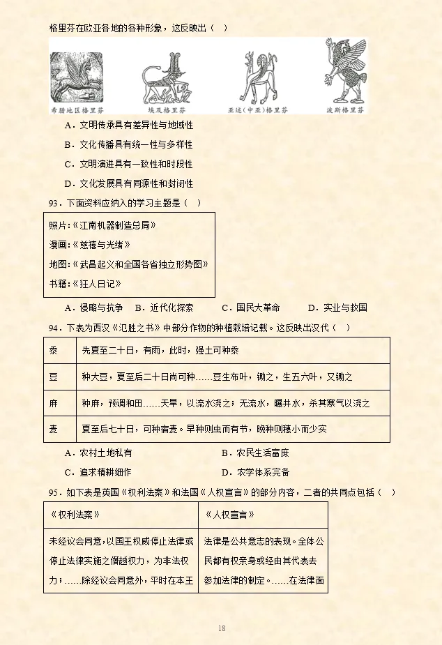 2026年中考历史【材料题】专项训练60题(1) 第30张