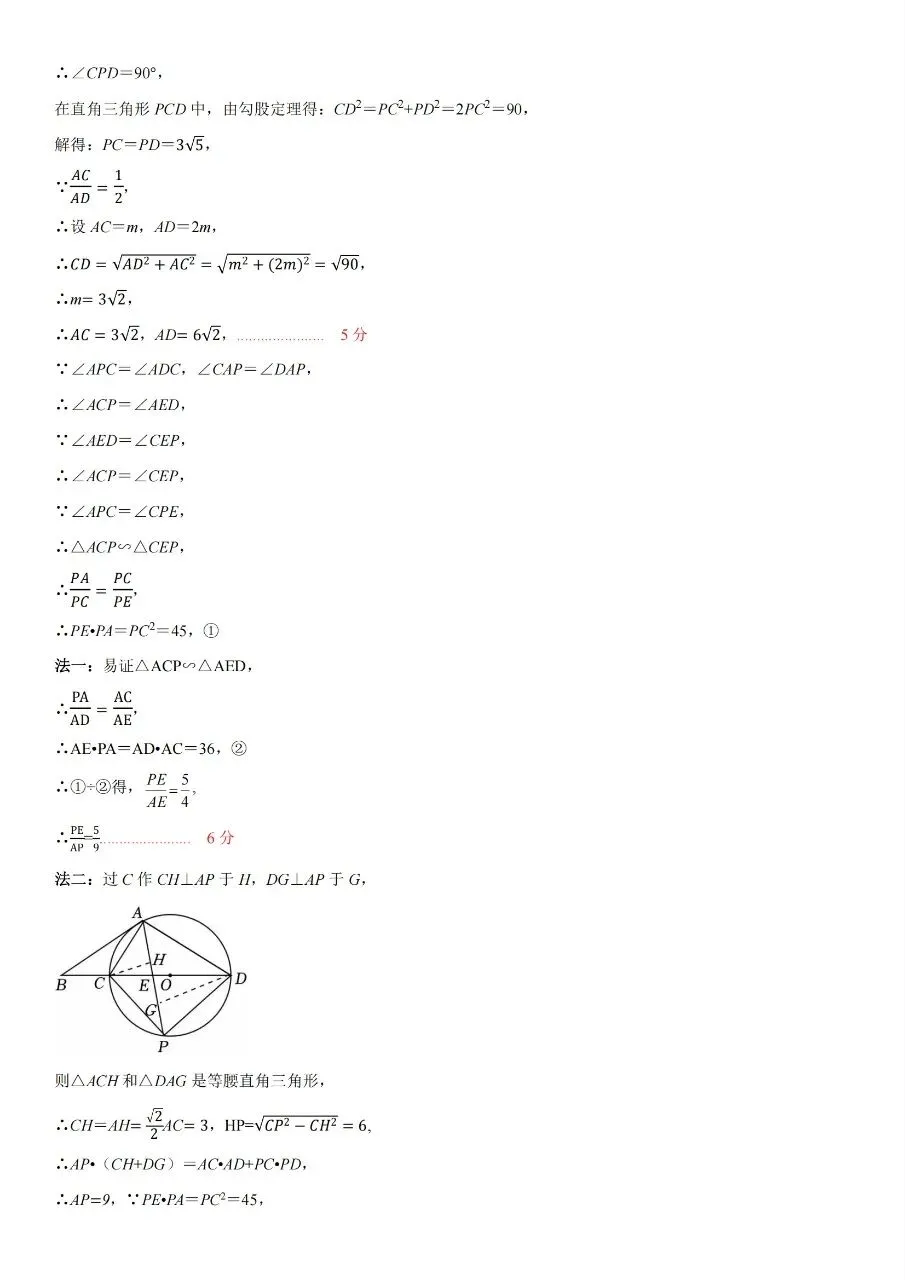 2026年春季中雅初三数学调研试卷(一模)及参考答案 第11张