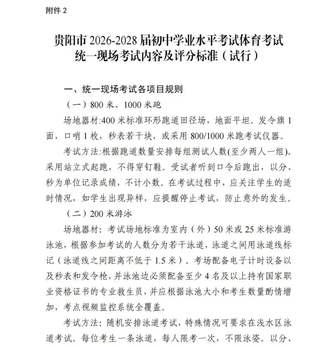 最新!贵阳市2026-2028届中考体育考试项目及评分标准出炉,收藏分享! 第15张