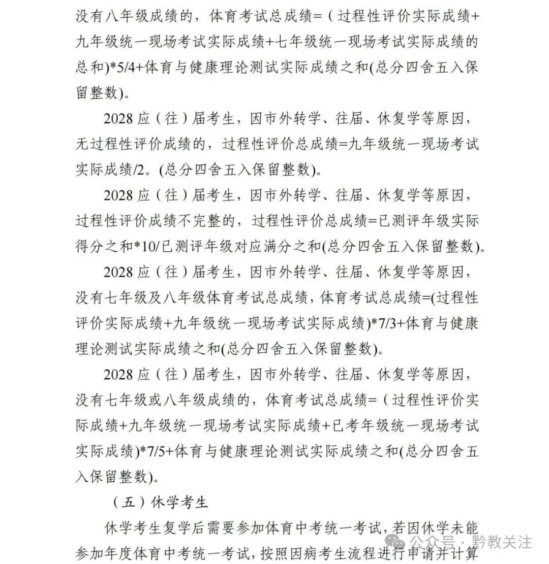 贵阳市2026-2028届初一至初三中考体育最新评分标准及规则 第23张