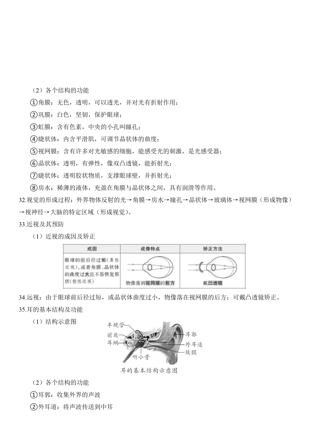 2026中考生物知识点全梳理——主题五 人的生理与健康 第8张 2026中考生物知识点全梳理——主题五 人的生理与健康 第8张