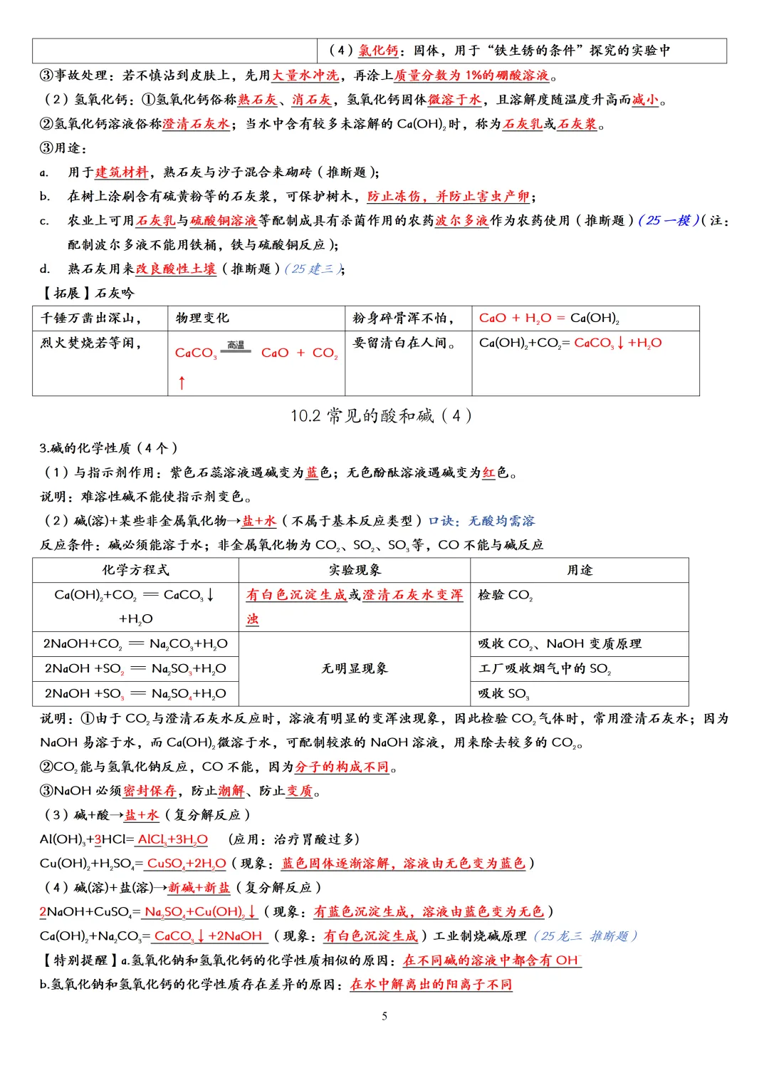 中考化学一轮复习酸碱盐知识点大全,赶快收藏!(可打印) 第9张 中考化学一轮复习酸碱盐知识点大全,赶快收藏!(可打印) 第9张