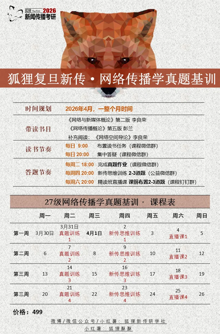 27级复旦网络传播学真题基训 | 用复旦新传真题,建构答题底层逻辑 第1张