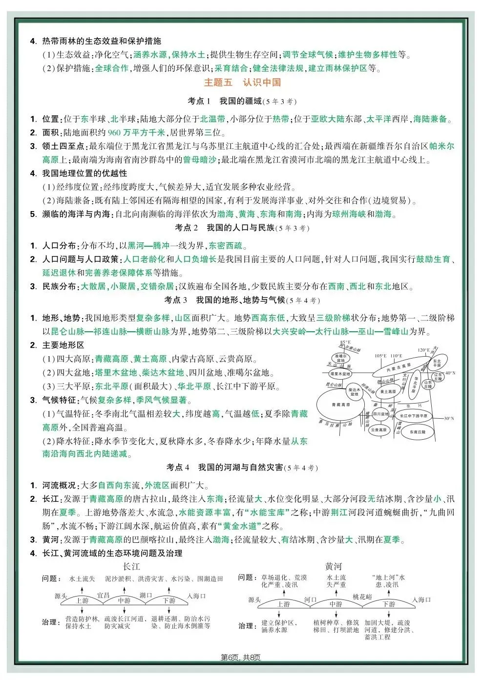 2026年中考地理会考重点必会知识速记手册,可打印电子版! 第6张