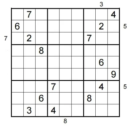 数独竞赛真题-摩天楼数独:2026年GP竞赛第二轮第9题(分值45) 第1张 数独竞赛真题-摩天楼数独:2026年GP竞赛第二轮第9题(分值45) 第1张