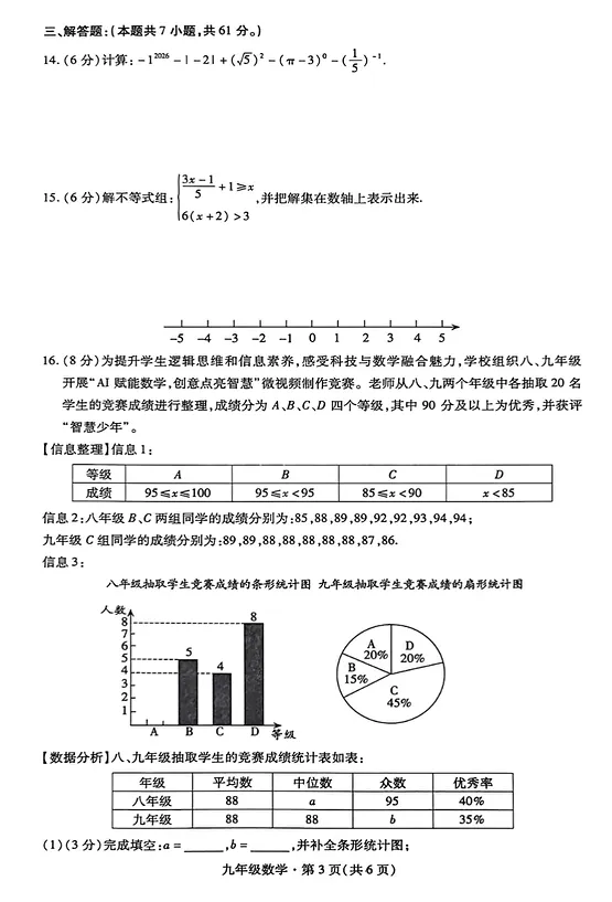 精品试卷 | 2026年深圳·福田一模·数学试卷(含参考答案)-第9张图片-四季读书网