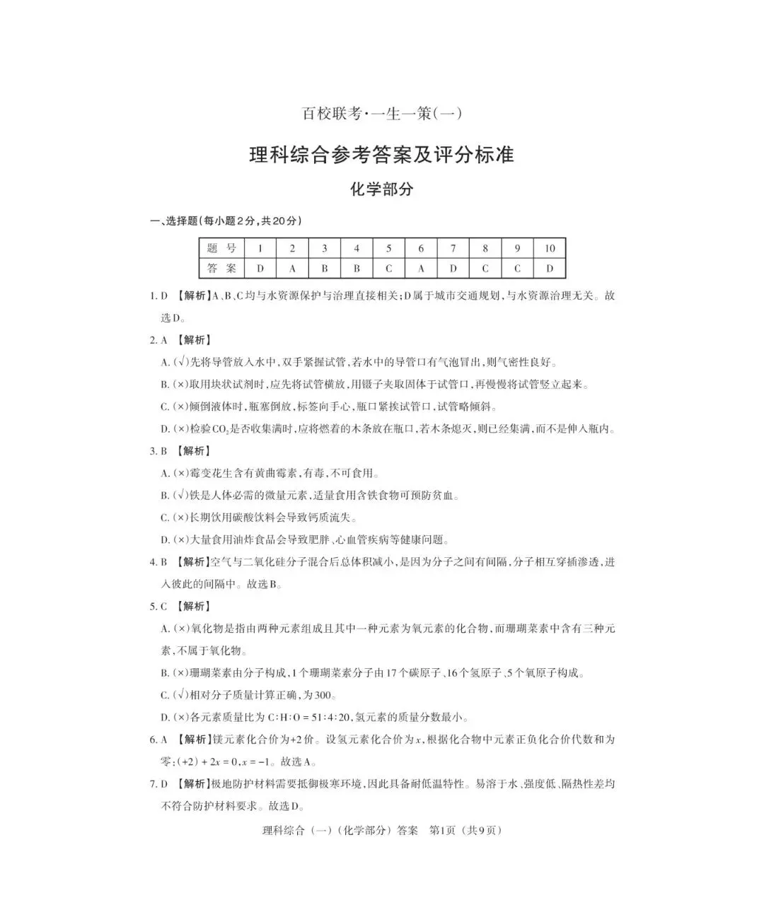 【理综试卷】2026年山西中考百校联考·一生一策(一)理综试卷答案下载 第3张