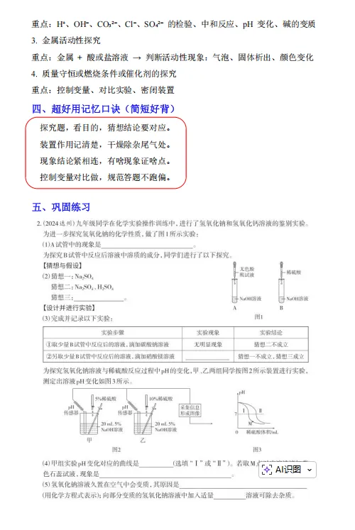 中考化学解题思路 、 技巧之实验探究题-第3张图片-四季读书网