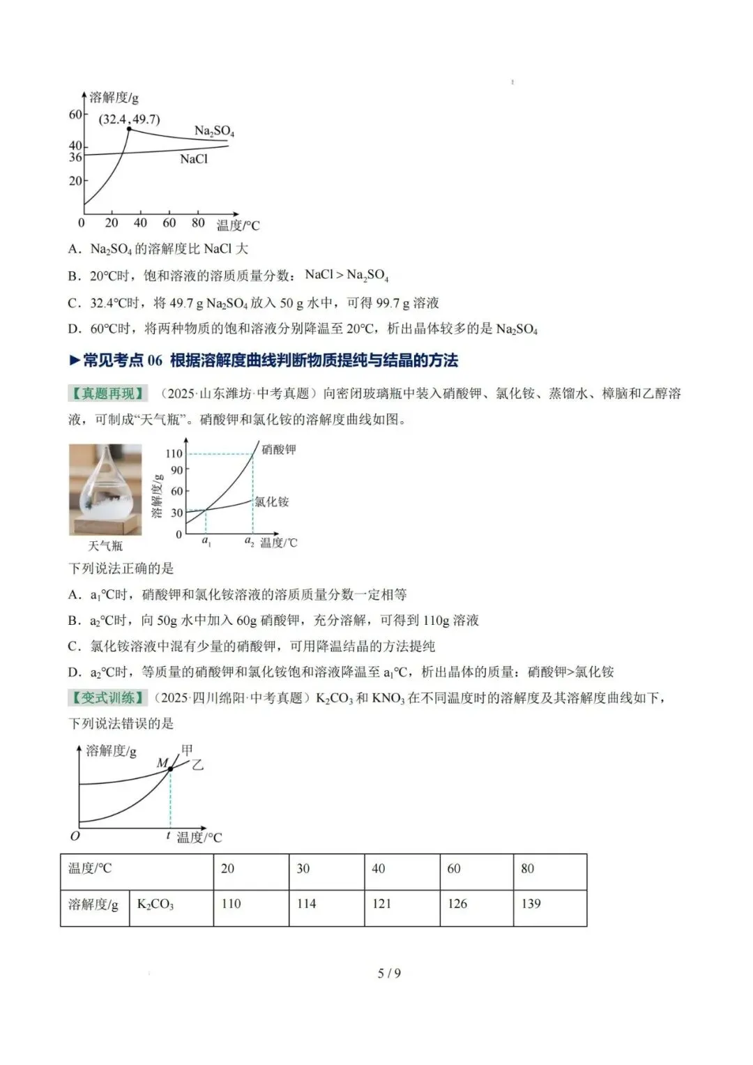 专项提分!26中考化学——溶液(考点+专项训练),完整PDF电子版可下载~-第7张图片-四季读书网