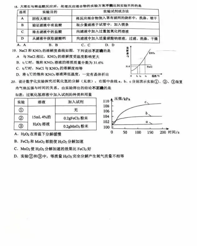 2026苏州新区实验初中中考零模化学试卷+答案(2026.3)-第4张图片-四季读书网