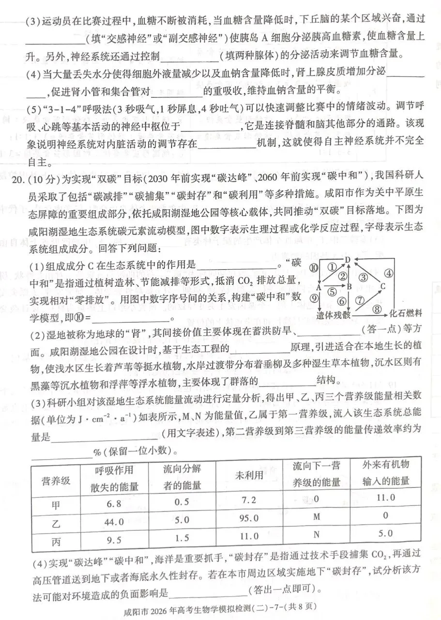陕西咸阳市2026年高考模拟测试(二)生物学试题及解析(附word下载) ⊙ 第13张