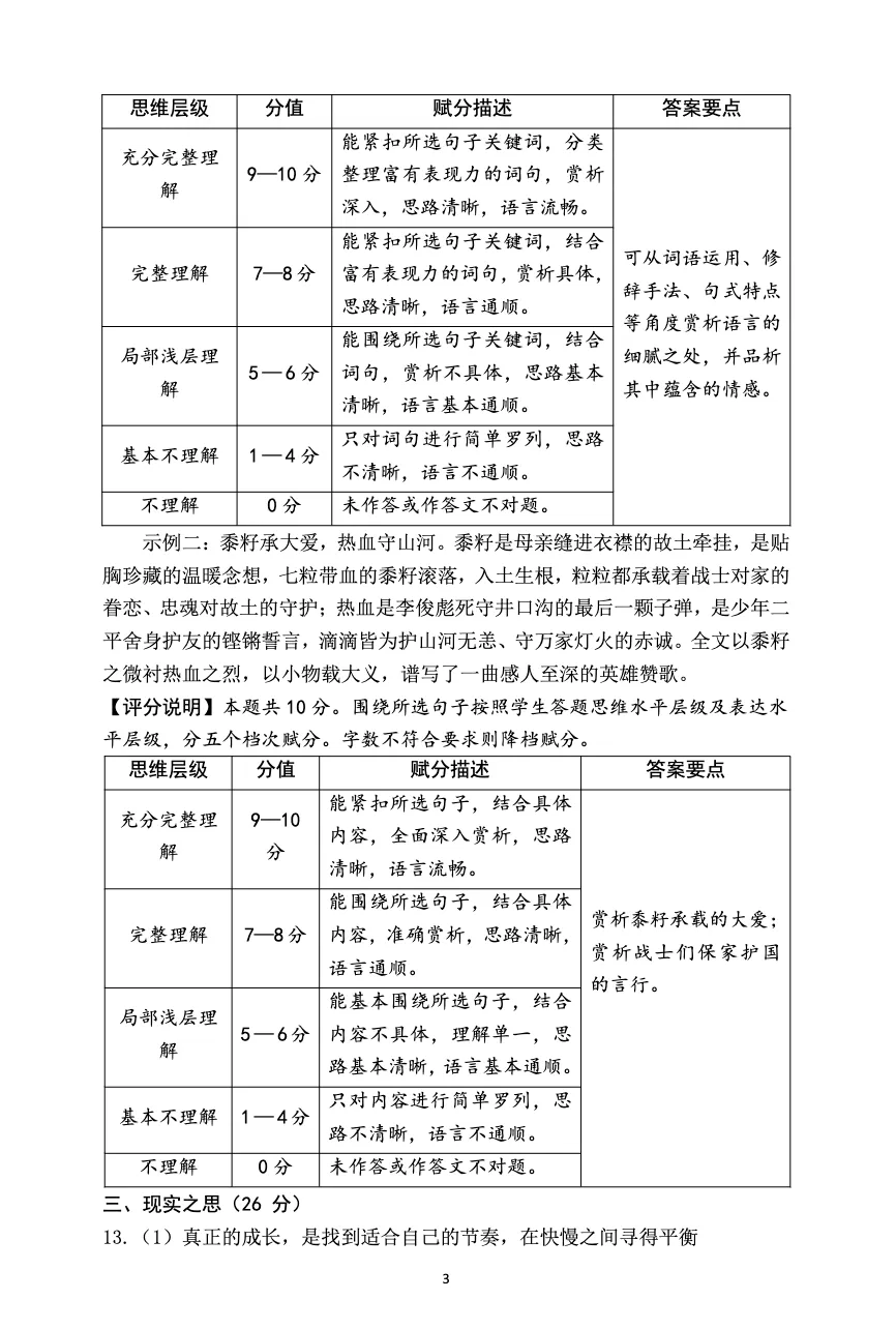 【中考模拟】晋升学2026年山西省中考名校模拟(3月)语文试题及答案,附原创作文 第11张