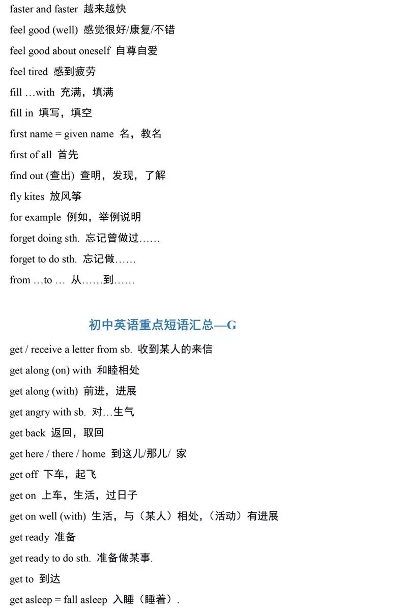 中考英语 | 初中英语所有重点短语汇总,初一初二初三都能用!-第7张图片-四季读书网