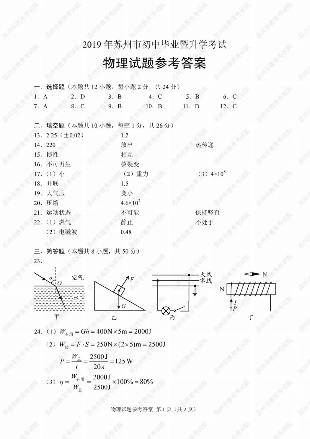 2019年苏州市中考试卷及参考答案发布 第18张