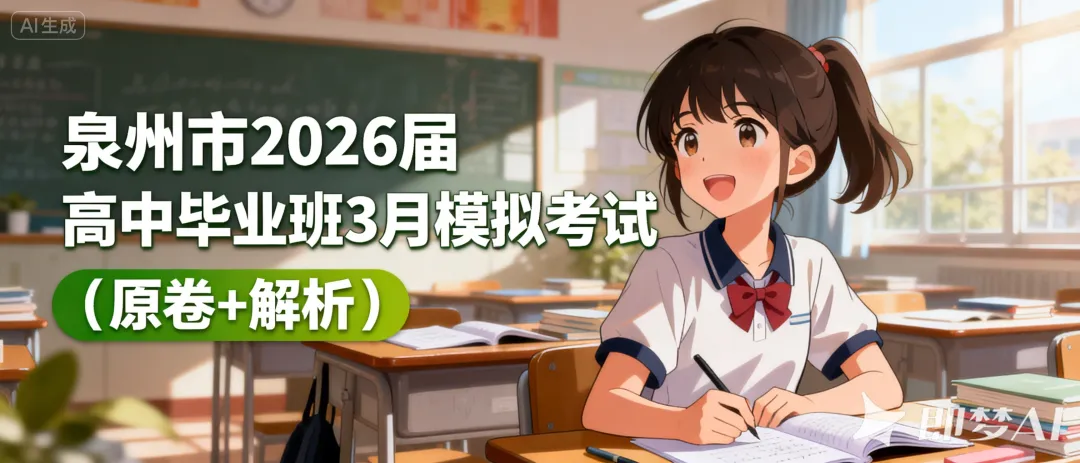 泉州市2026届高中毕业班3月模拟考试(原卷+解析) 第1张 泉州市2026届高中毕业班3月模拟考试(原卷+解析) 第1张