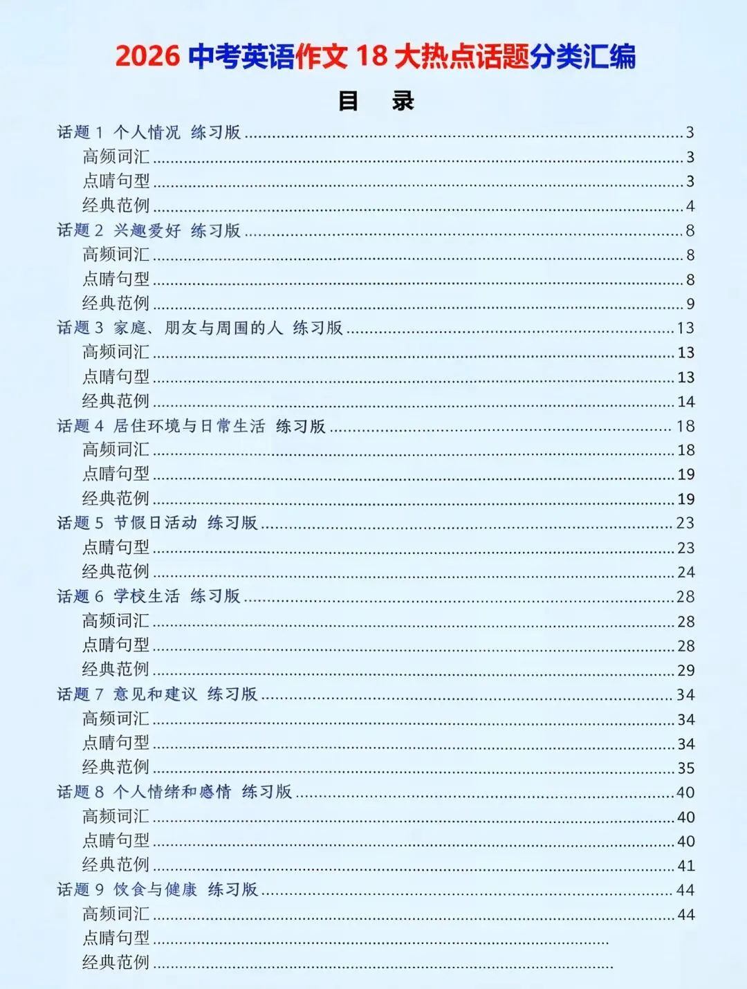 中考英语作文18大热点话题分类汇编 第1张