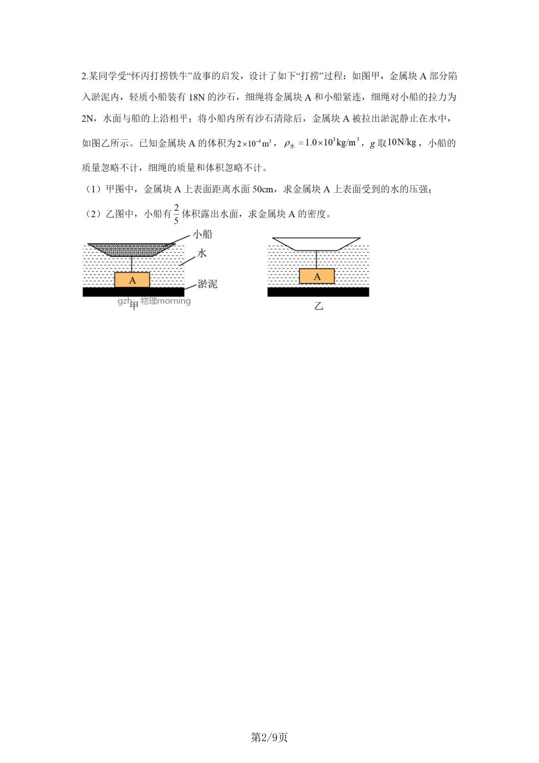 上海物理中考复习|力与浮力综合题 第2张 上海物理中考复习|力与浮力综合题 第2张