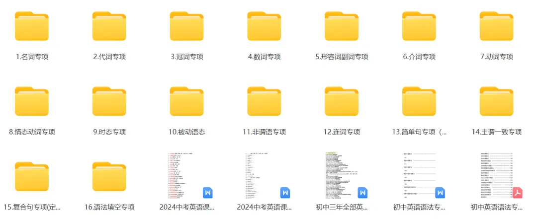 【免费分享】中考英语语法16大专项复习,知识背诵默写配真题练,学完考场指哪打哪! 第2张