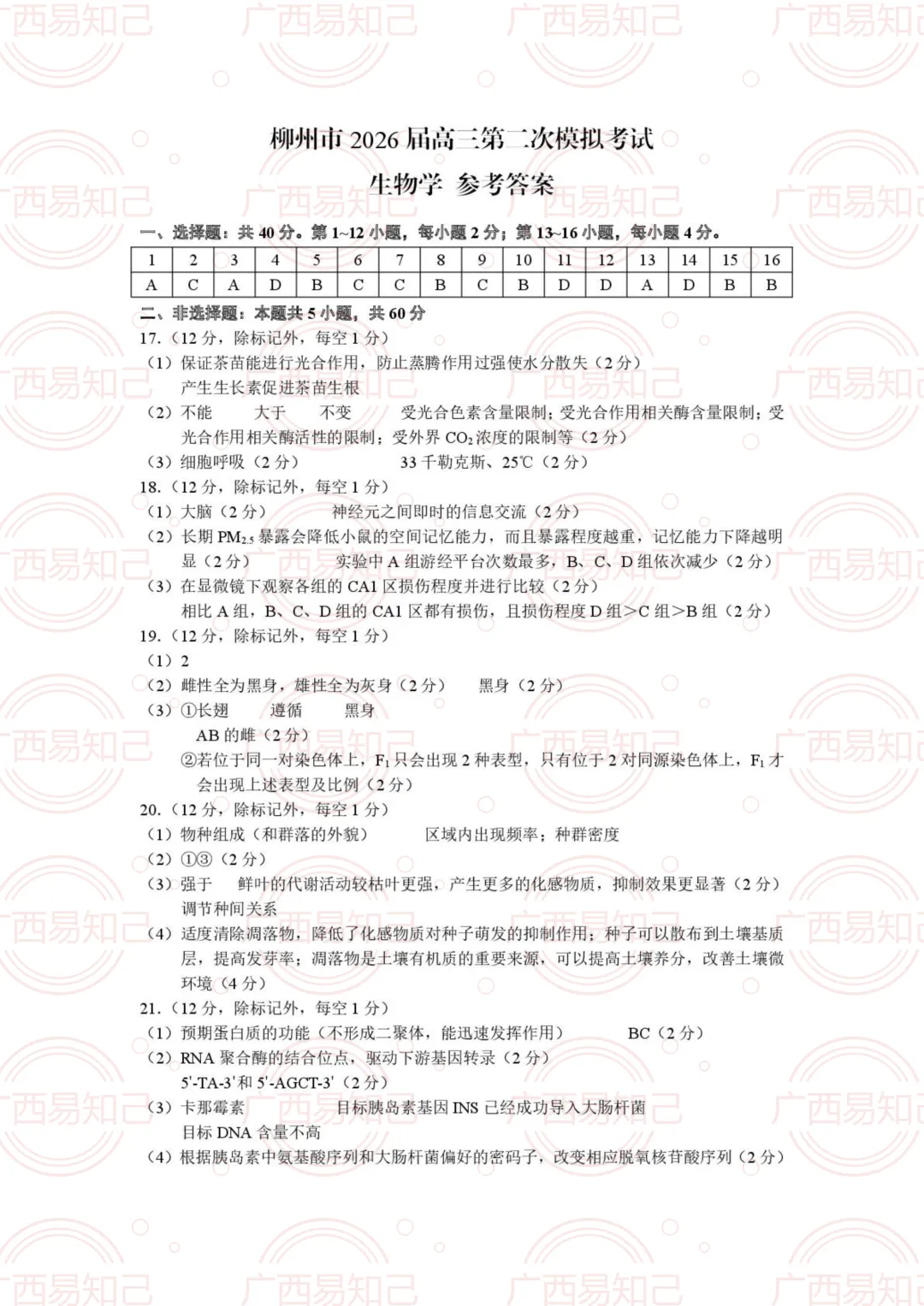 柳州三模全科试卷及答案出炉,看看孩子考得怎么样? 第13张