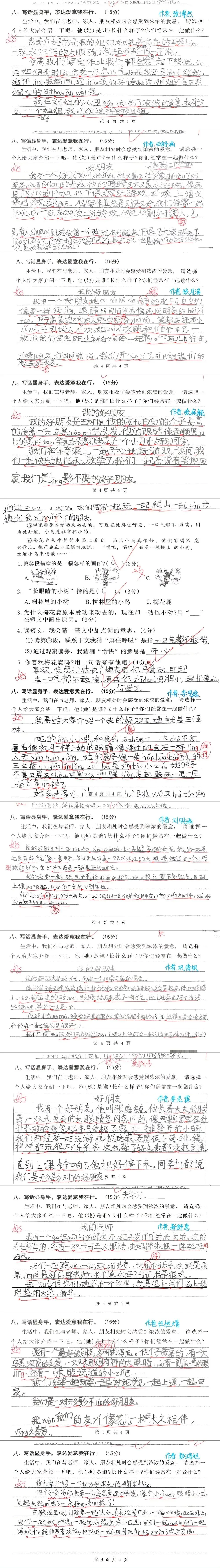 【试卷写话】情景写话:介绍我的好朋友/老师/家人(二年级下册)-第3张图片-四季读书网