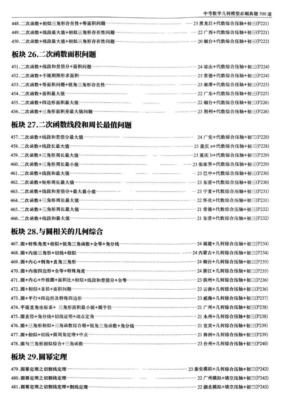 初中数学中考几个模型专练,必刷真题500道,题型全,赶紧收藏 第14张
