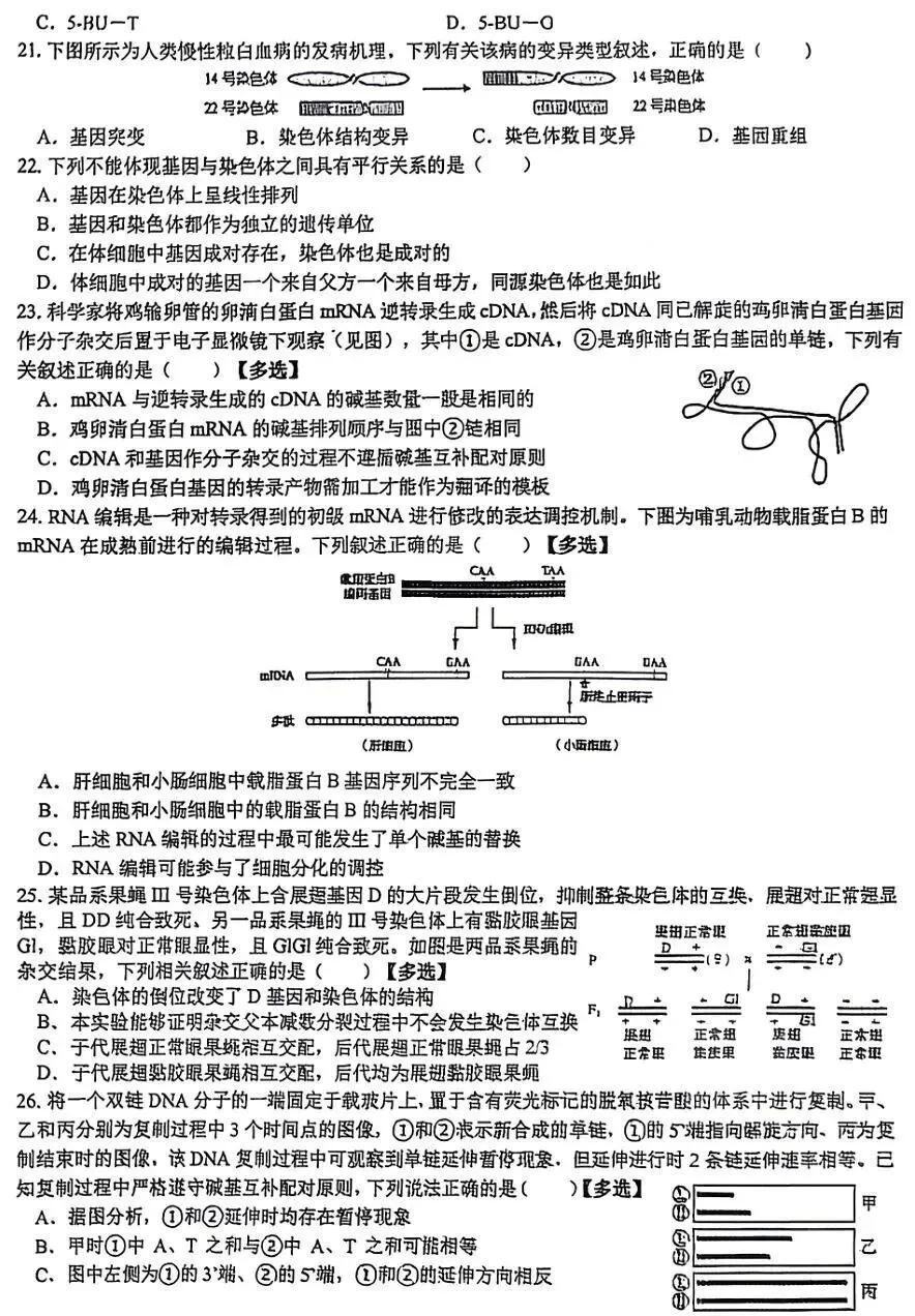 2026年全国生物学联赛初赛真题答案发布(七省赛区) 第28张 2026年全国生物学联赛初赛真题答案发布(七省赛区) 第28张