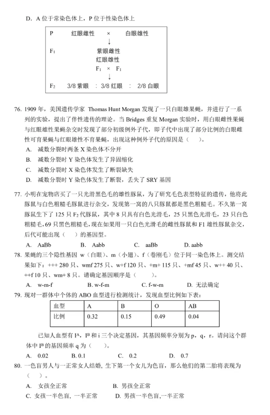 2026年全国生物学联赛初赛真题答案发布(七省赛区) 第47张 2026年全国生物学联赛初赛真题答案发布(七省赛区) 第47张