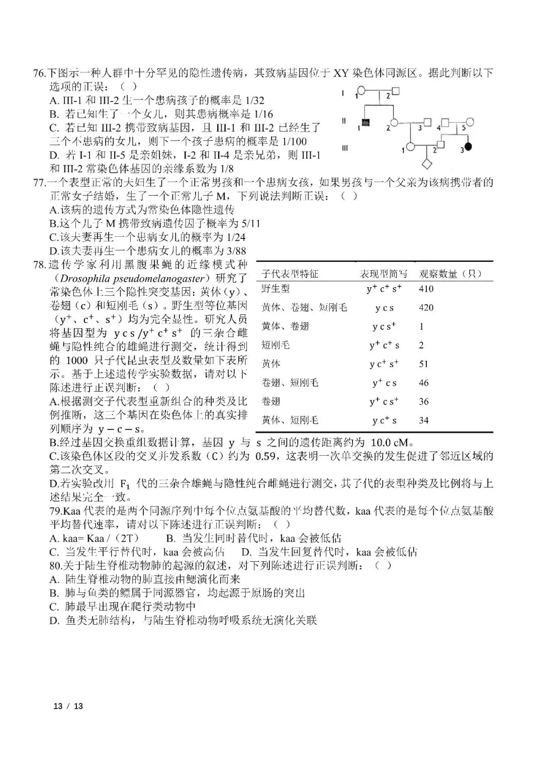 2026年全国生物学联赛初赛真题答案发布(七省赛区) 第61张 2026年全国生物学联赛初赛真题答案发布(七省赛区) 第61张
