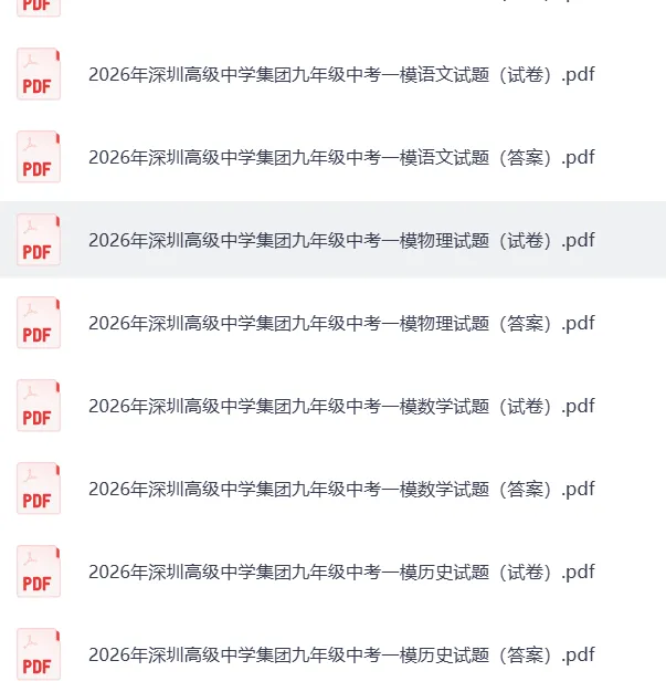 【初中资料】2026深圳高级集团一模真题 第1张 【初中资料】2026深圳高级集团一模真题 第1张