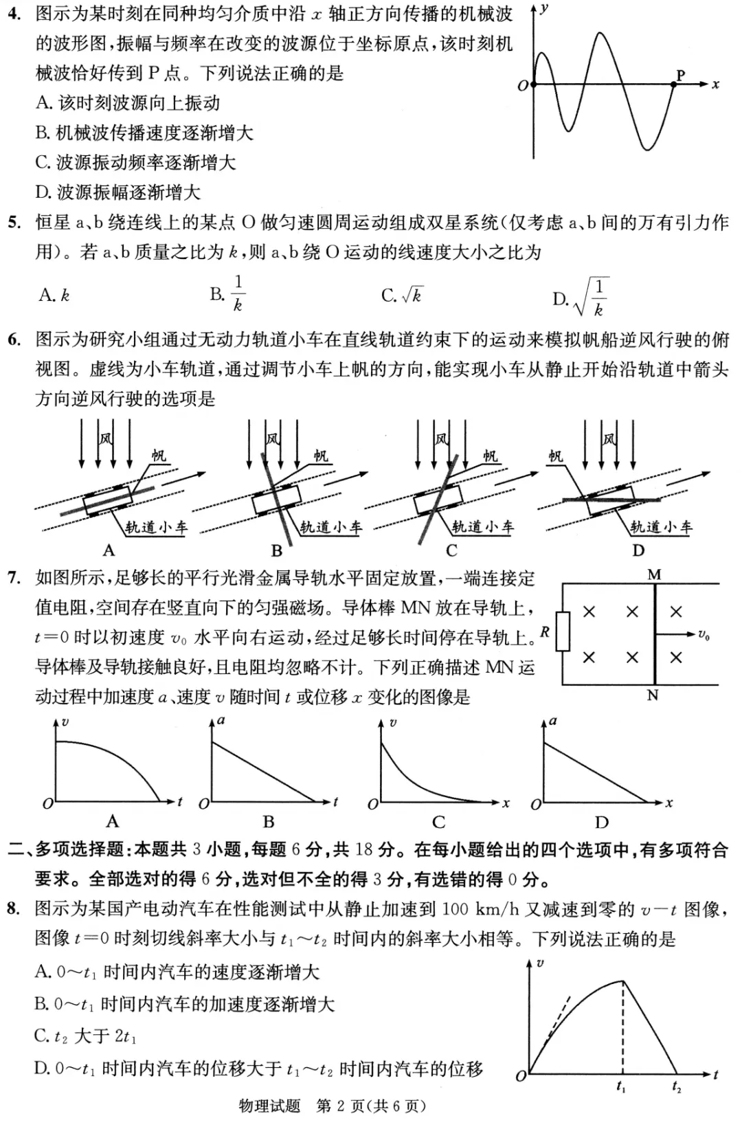 成都七中高三二诊物理试卷(含视频讲评)-第2张图片-四季读书网