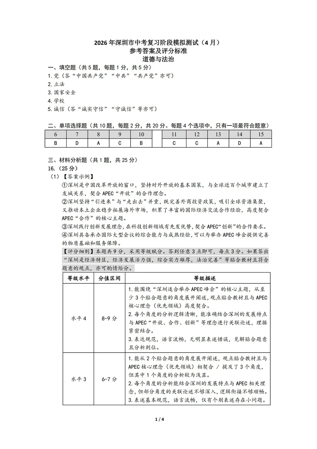 2026龙岗区一模真题出炉!数学、道法、历史部分试卷含答案解析!-第26张图片-四季读书网