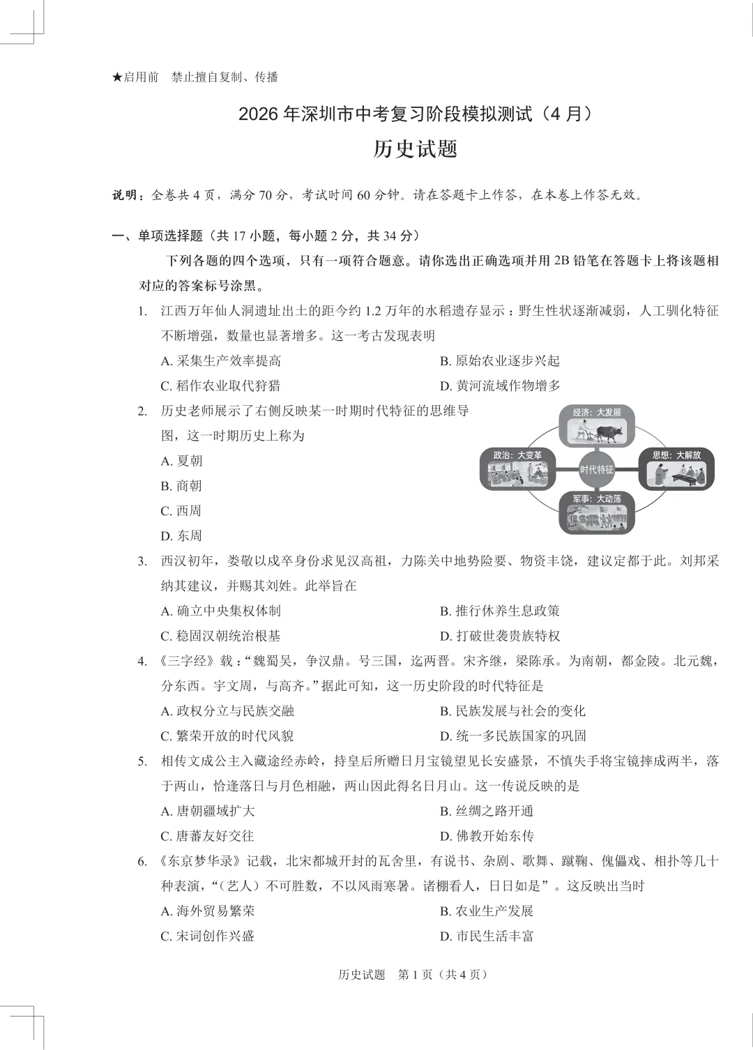 2026年深圳市龙岗区48校初三联考真题合集-第3张图片-四季读书网