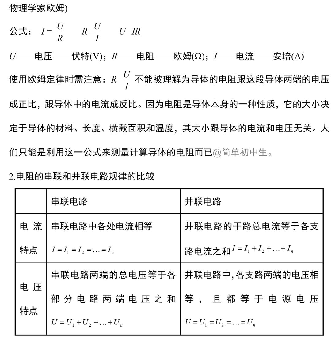 初中物理中考复习提纲 各章节复习知识点梳理 第181张