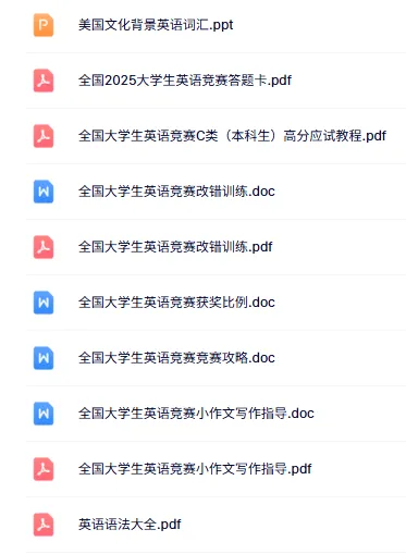 无门槛资料 | 大英赛词汇+样题+真题资料包 第7张