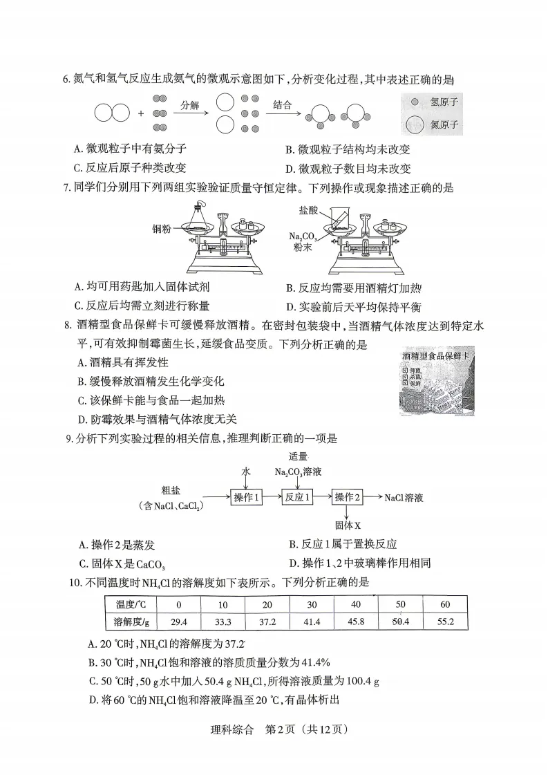 2026晋文源百校联考(一B)理综试卷及答案 第3张