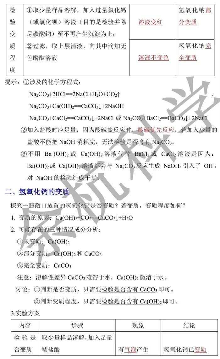 中考化学重难点突破:碱变质实验探究全攻略(电子版可下载打印)-第4张图片-四季读书网