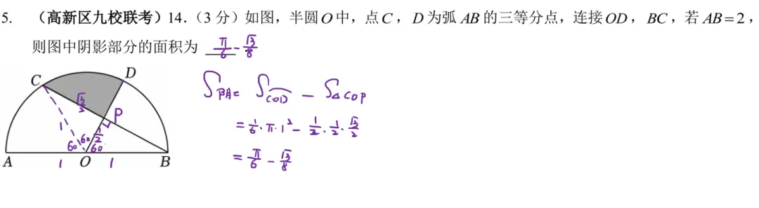 9春中考热点专题附加5阴影部分面积讲解 第11张