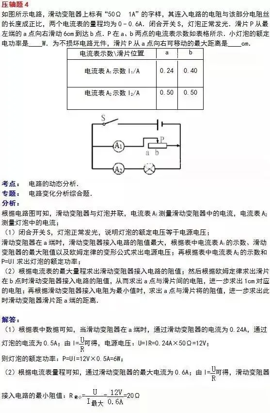 中考物理经典10大压轴题演练!(附答案) 第5张