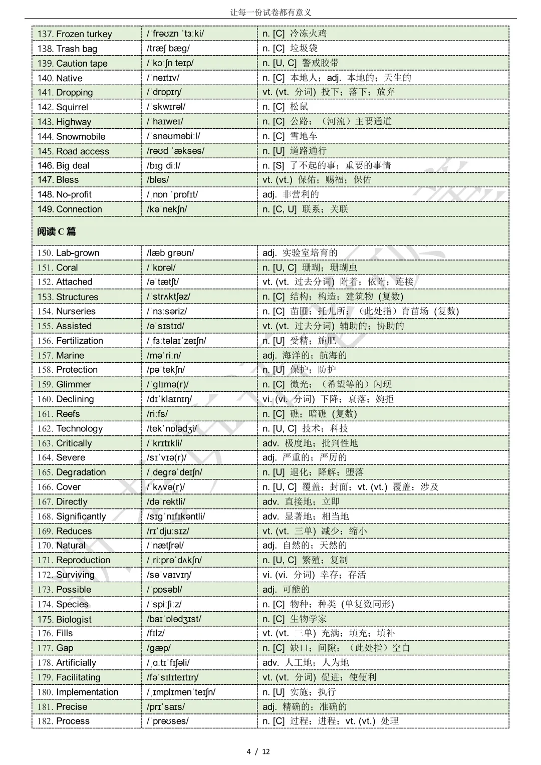 【试卷二次开发】词汇整理(522词!!!)2026年3月新阵地教育联盟词汇分类总结 第4张 【试卷二次开发】词汇整理(522词!!!)2026年3月新阵地教育联盟词汇分类总结 第4张