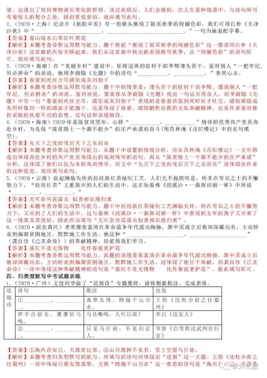 中考语文专项训练 专题3.诗文名句背诵默写丨可下载 第12张 中考语文专项训练 专题3.诗文名句背诵默写丨可下载 第12张