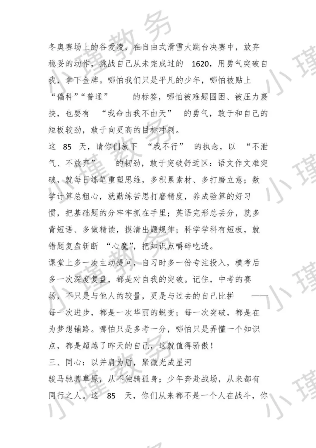 在九年级中考动员会上的发言:跃马扬鞭春风里 六月辉煌定可期-第5张图片-四季读书网